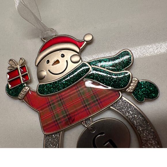 Metal Snowman Christmas Ornament Collectible Holiday 2019 Initial G - Picture 5 of 6